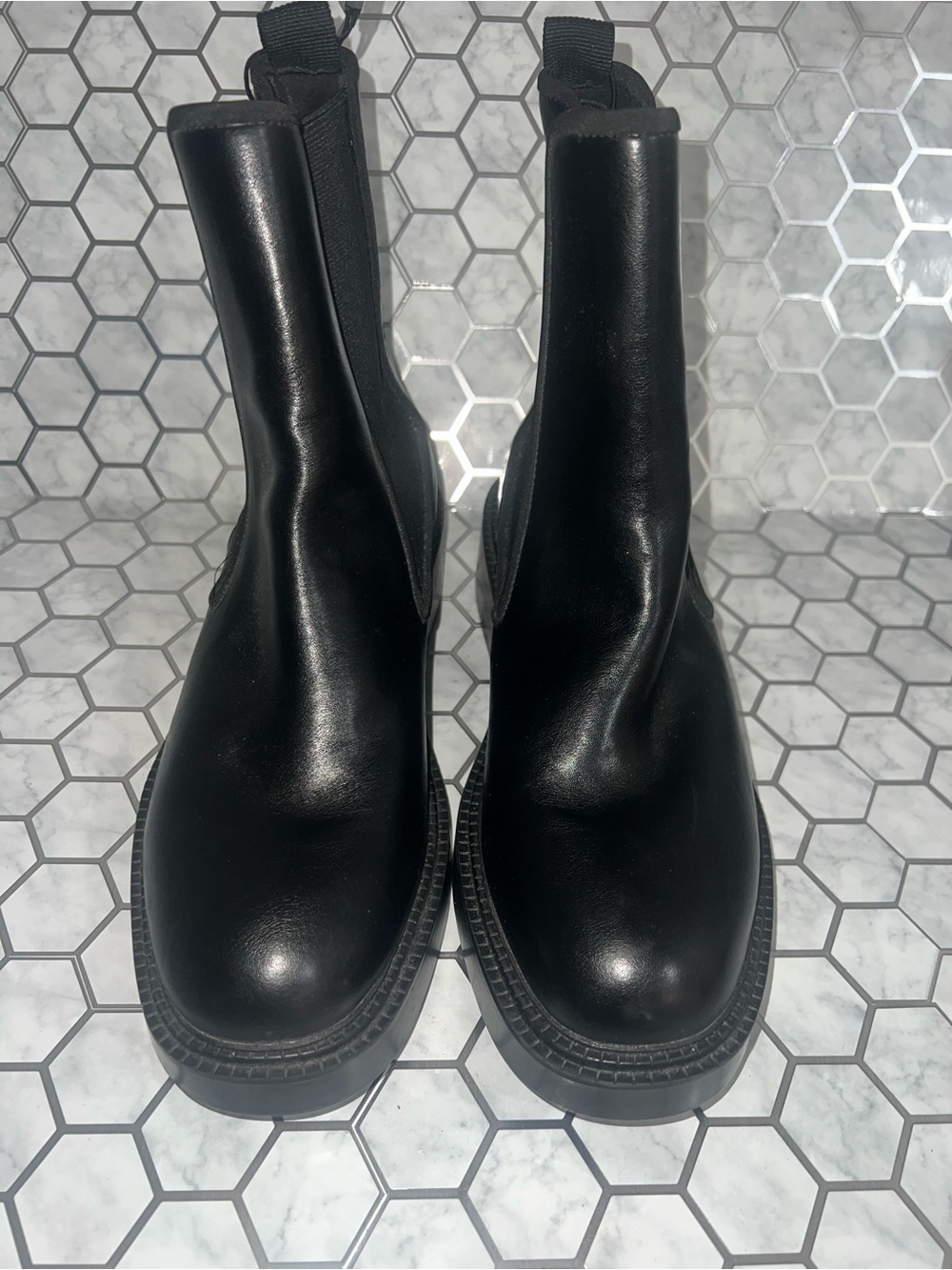 ZARA Woman’s Black Chelsea Boots - Sleek Pull-On Style